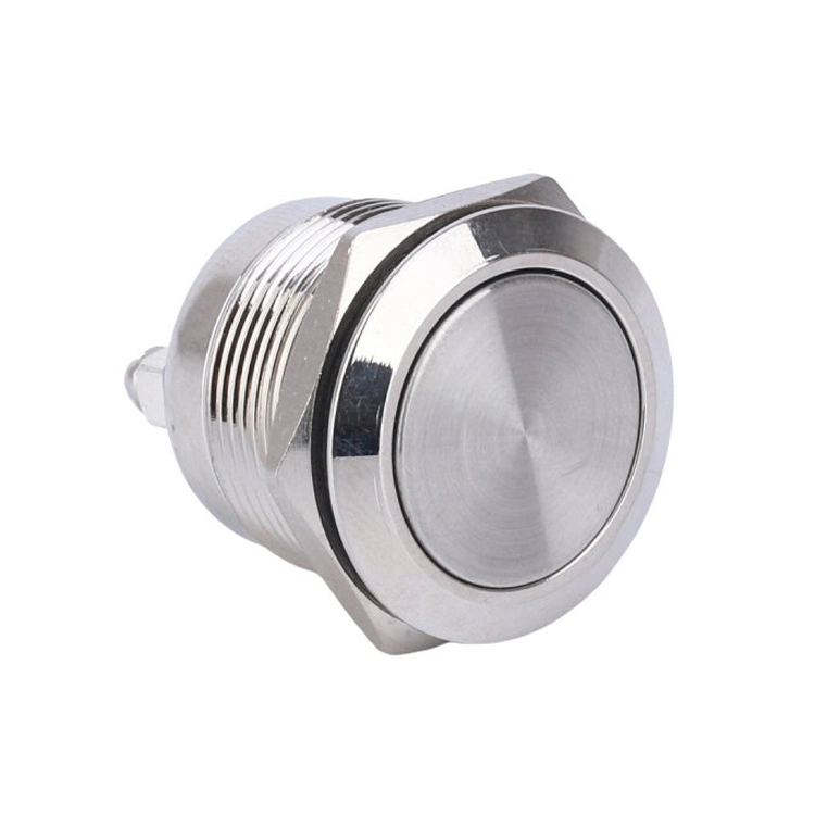 Factory Price Cheap 19mm Flat Head Metal Stainless Steel Housing Latching Push Button Switch for Power Control