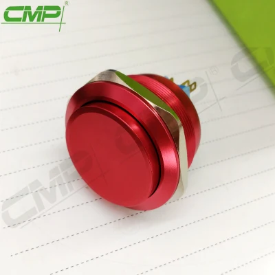 Interruttore a pulsante in metallo rosso da 40 mm con pulsante grande