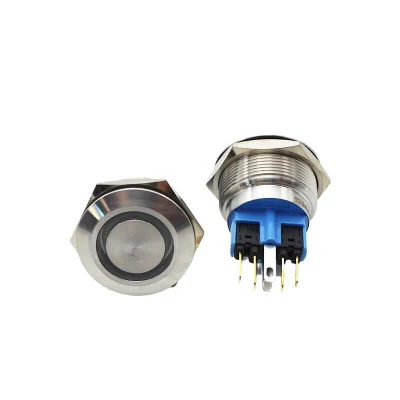Interruttore a pulsante in metallo impermeabile da 25 mm con grado di protezione IP67 e 1NO 1NC