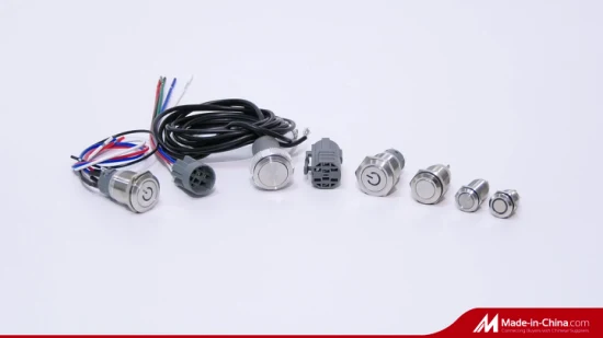 Interruttore a pulsante momentaneo elettronico impermeabile LED UL IP67, interruttore a pulsante in metallo con serratura