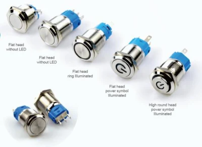 Interruttore a pulsante in metallo impermeabile da 16 mm Interruttore illuminato rotondo